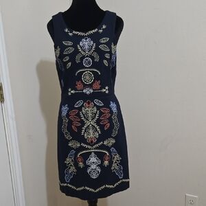 Skies Are Blue mbroidered Navy Dress Sz M